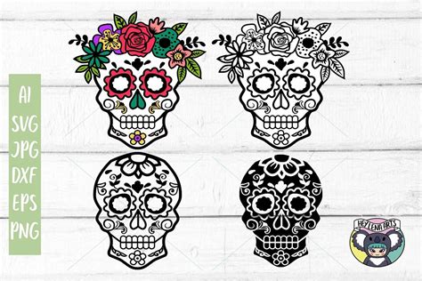 Download 341+ Sugar Skull with Flowers SVG Cut Files